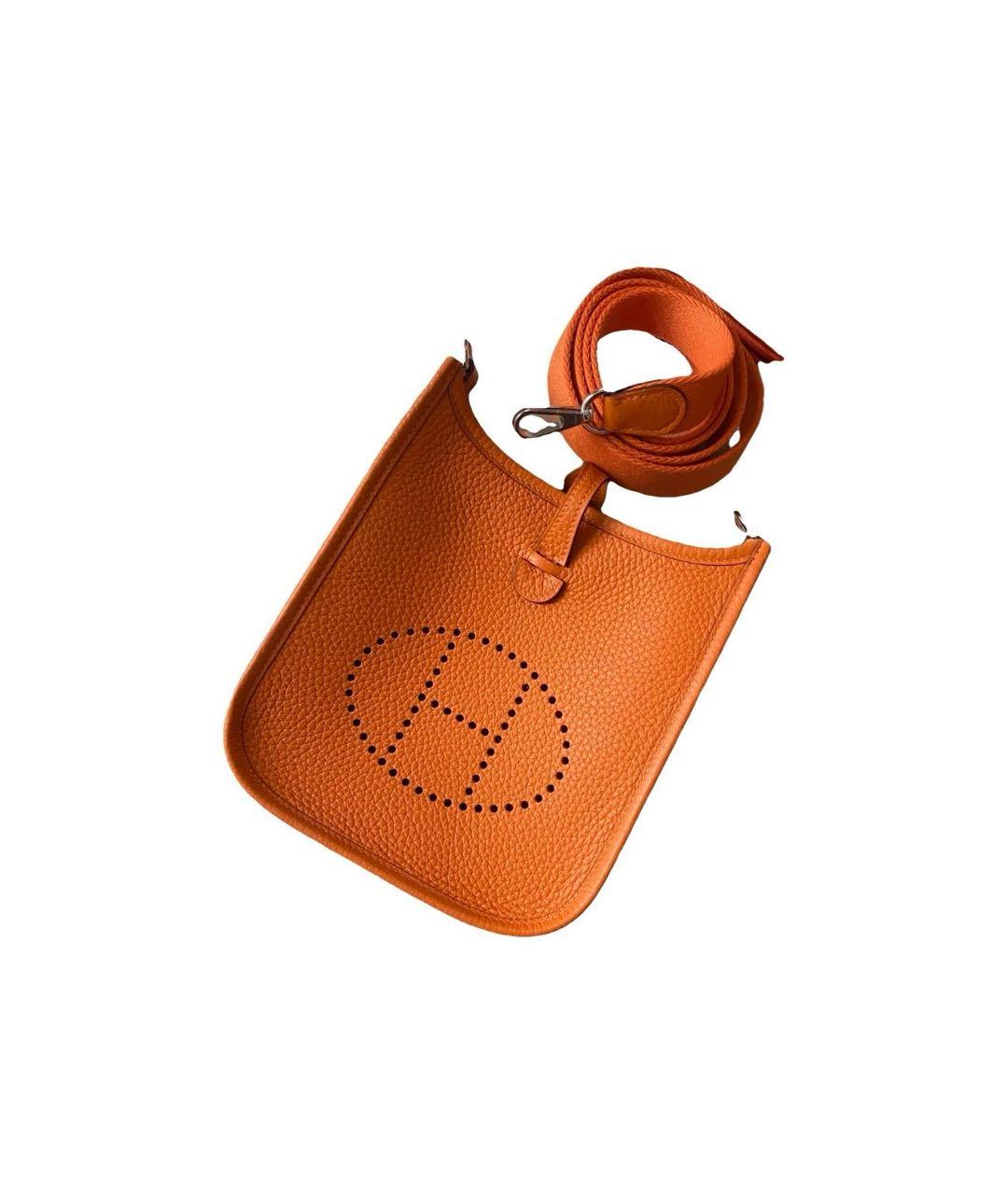 HERMES Оранжевая кожаная сумка через плечо, фото 7