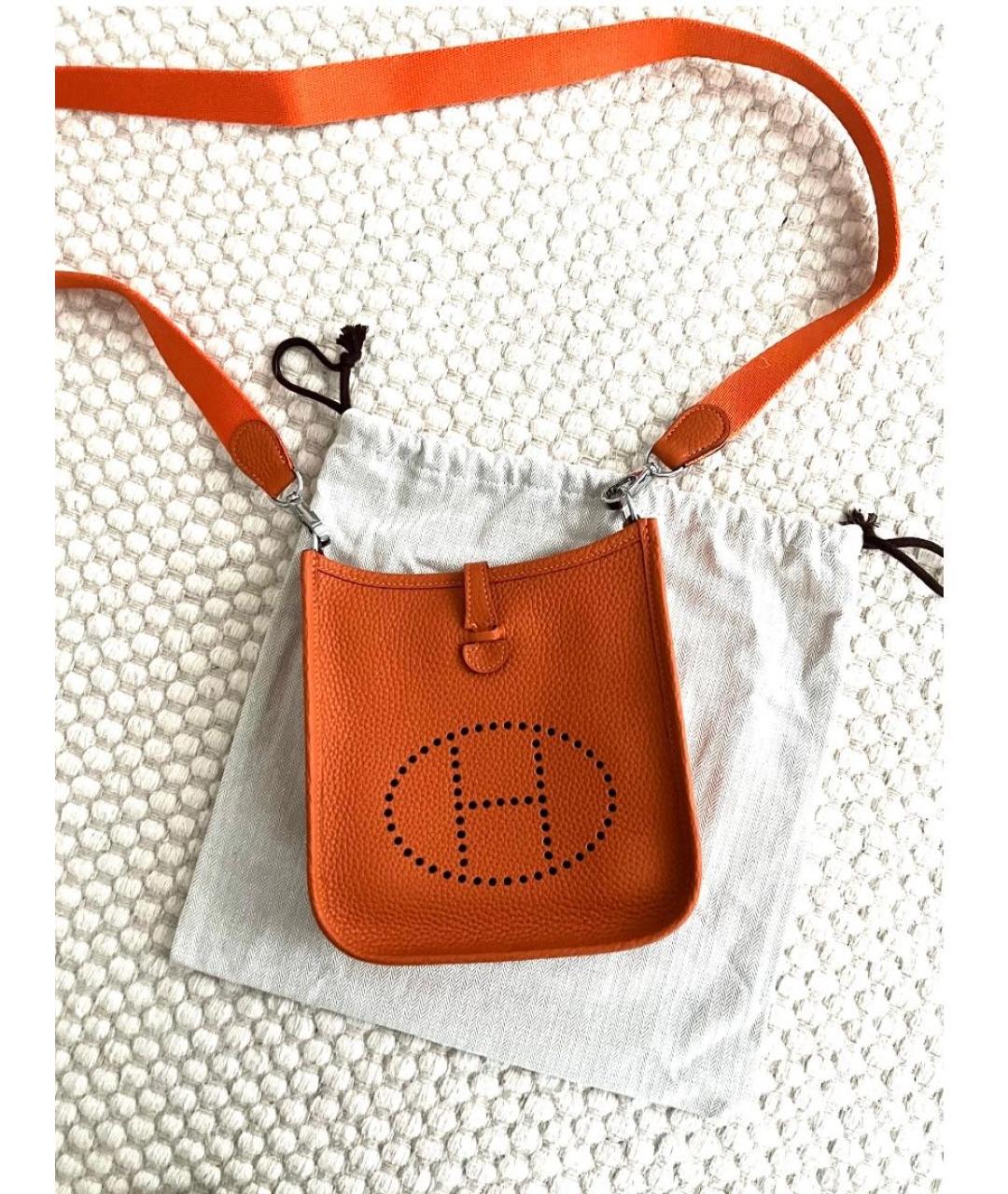 HERMES Оранжевая кожаная сумка через плечо, фото 4