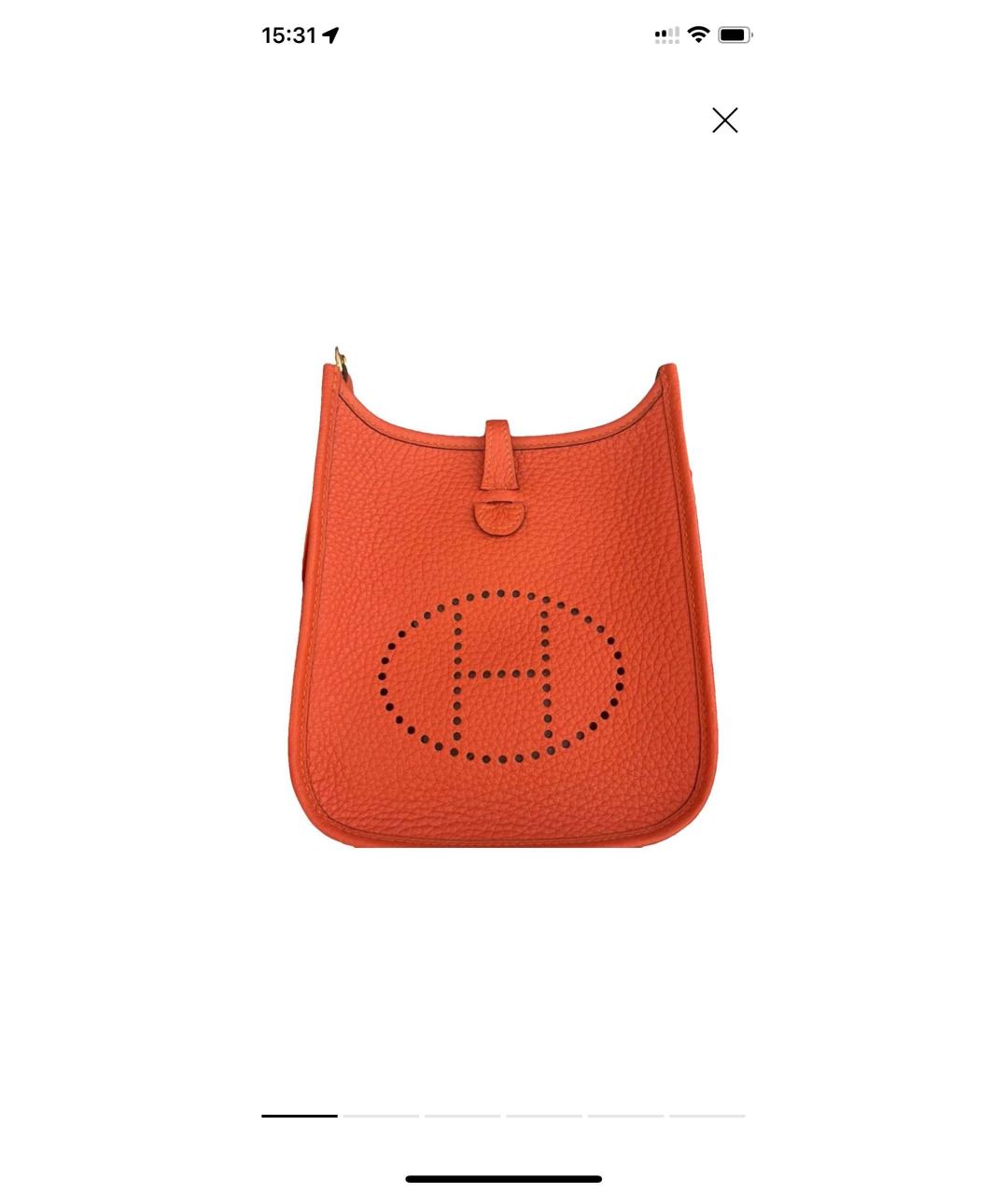 HERMES Оранжевая кожаная сумка через плечо, фото 3