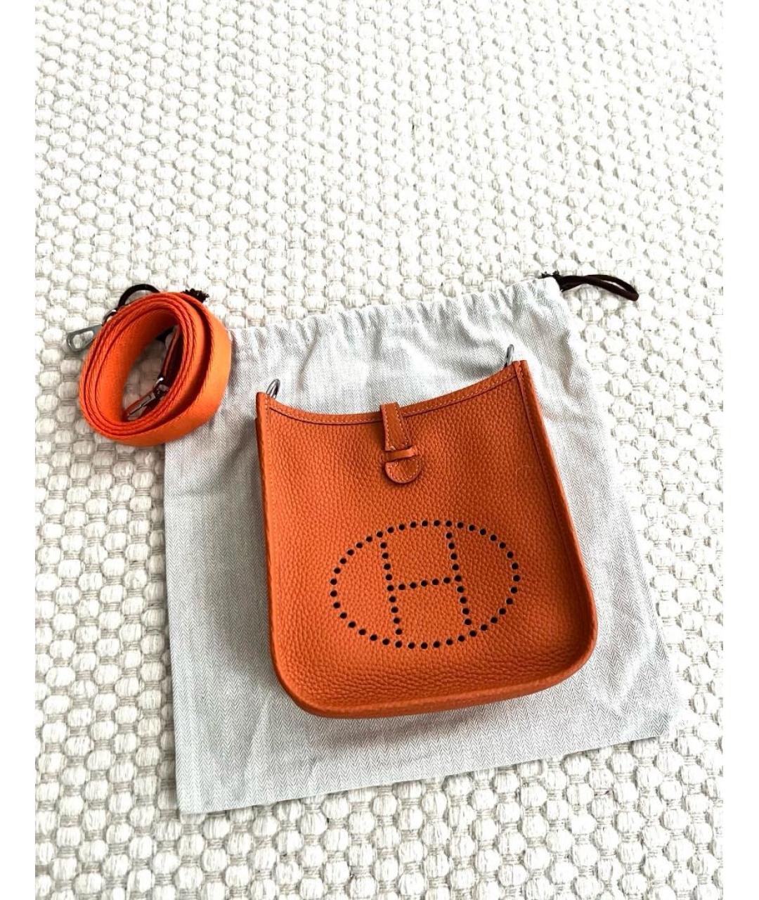 HERMES Оранжевая кожаная сумка через плечо, фото 5