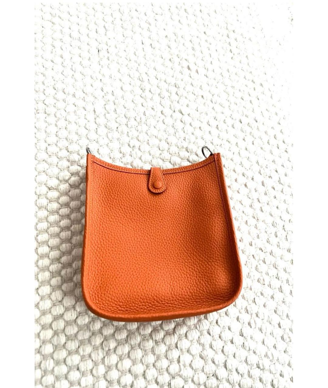 HERMES Оранжевая кожаная сумка через плечо, фото 6