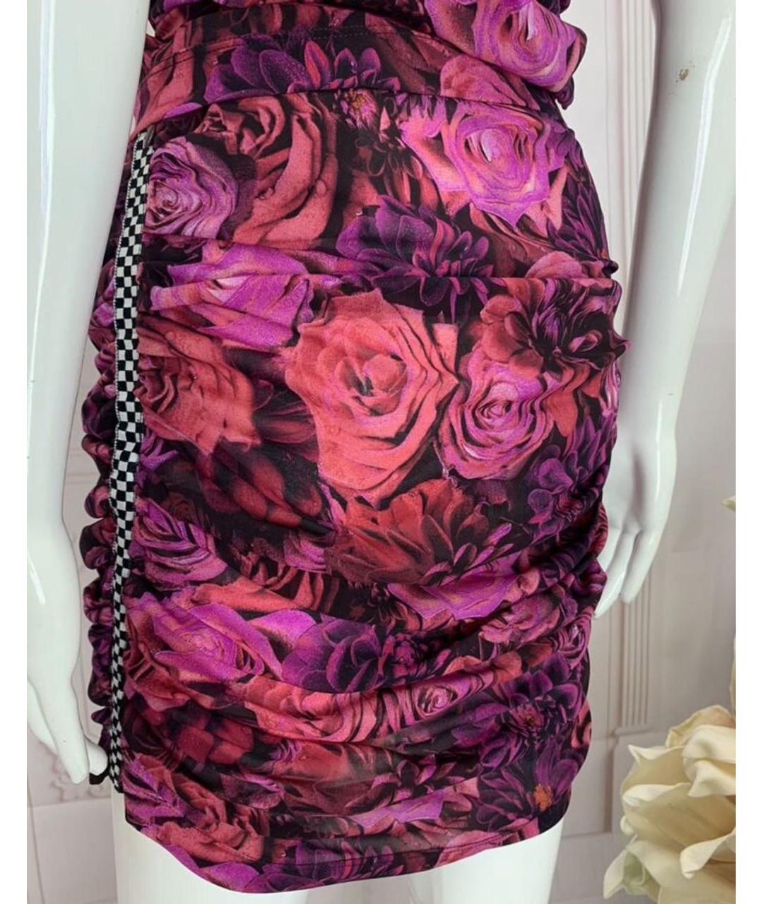 DOLCE&GABBANA Фуксия шелковая юбка мини, фото 2