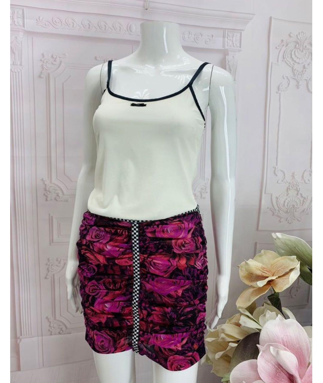 DOLCE&GABBANA Фуксия шелковая юбка мини, фото 5