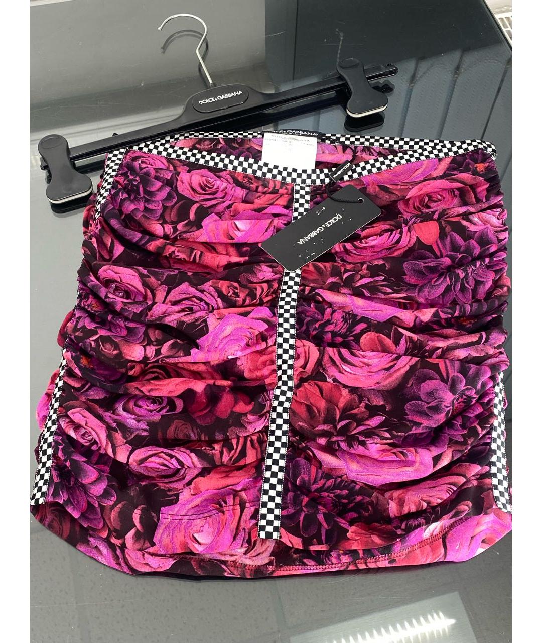 DOLCE&GABBANA Фуксия шелковая юбка мини, фото 3