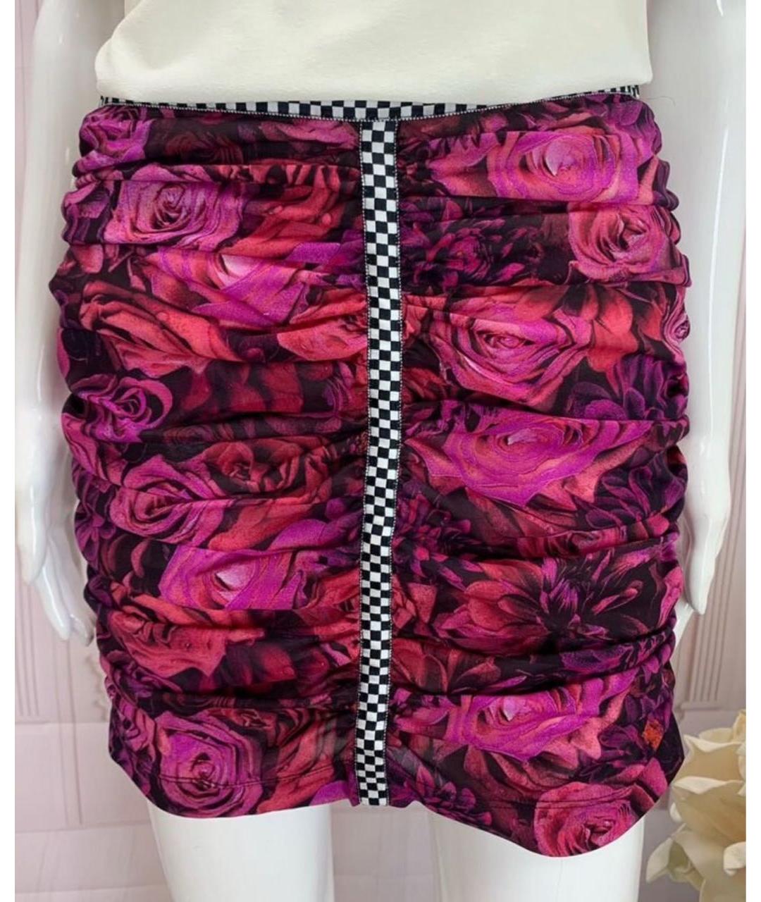 DOLCE&GABBANA Фуксия шелковая юбка мини, фото 9