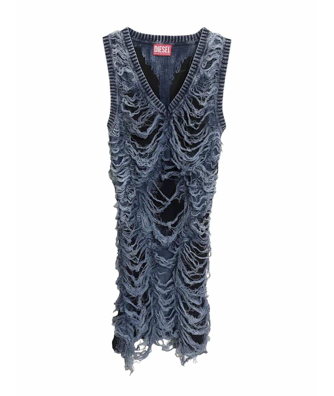 DIESEL Голубое хлопко-эластановое повседневное платье, фото 1