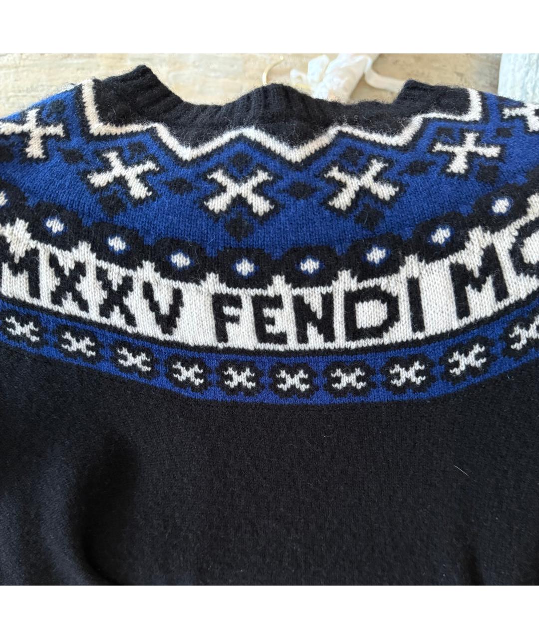 FENDI Черный шерстяной джемпер / свитер, фото 5