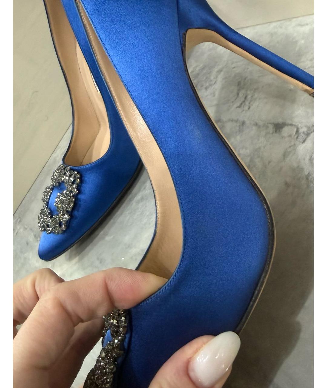 MANOLO BLAHNIK Синие текстильные туфли, фото 6