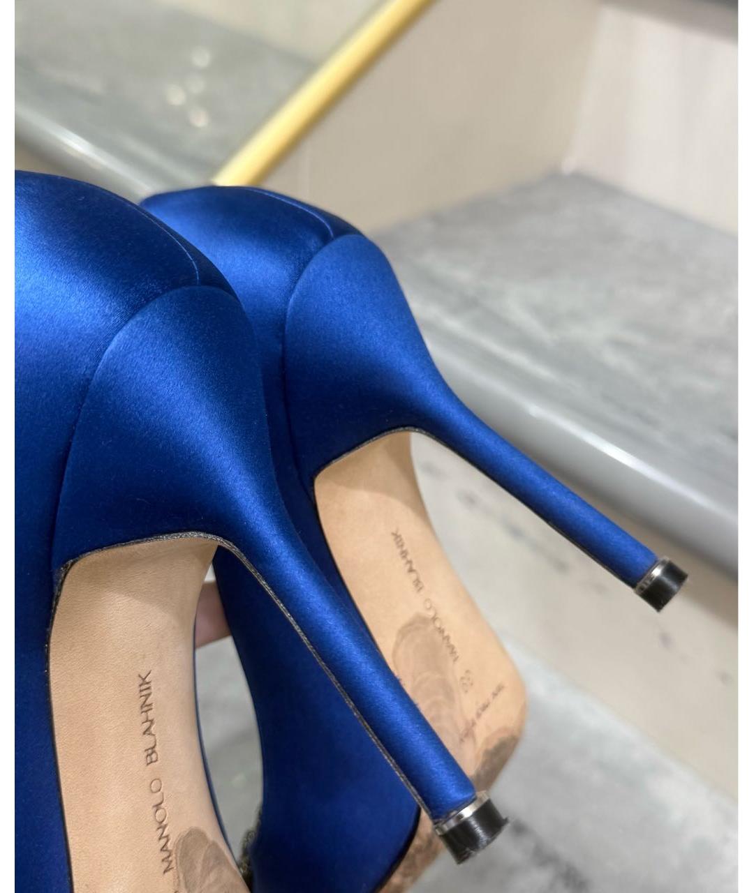 MANOLO BLAHNIK Синие текстильные туфли, фото 5