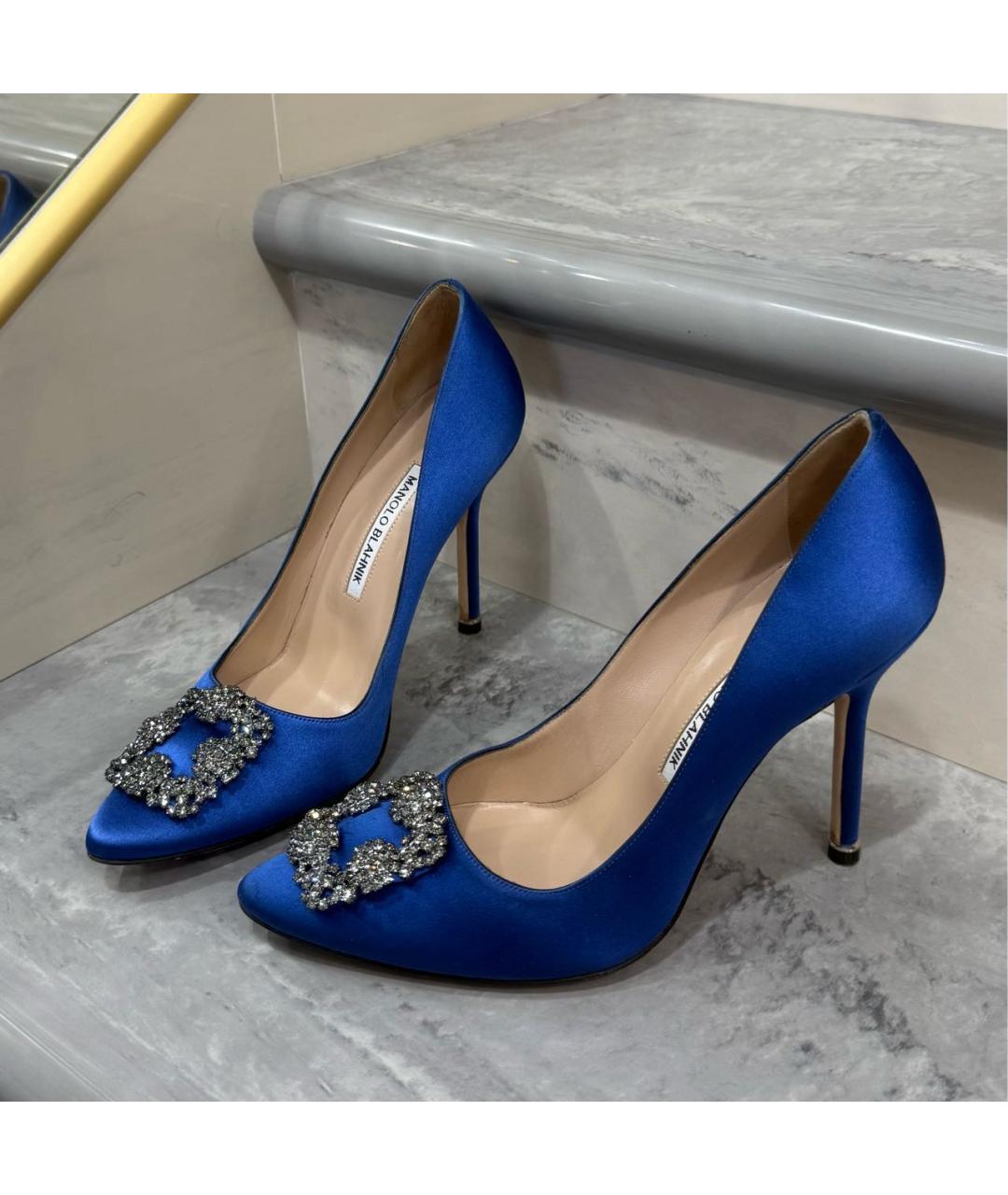 MANOLO BLAHNIK Синие текстильные туфли, фото 2