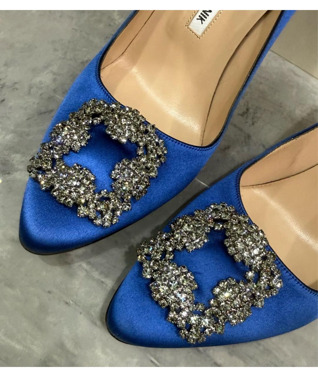MANOLO BLAHNIK Синие текстильные туфли, фото 3