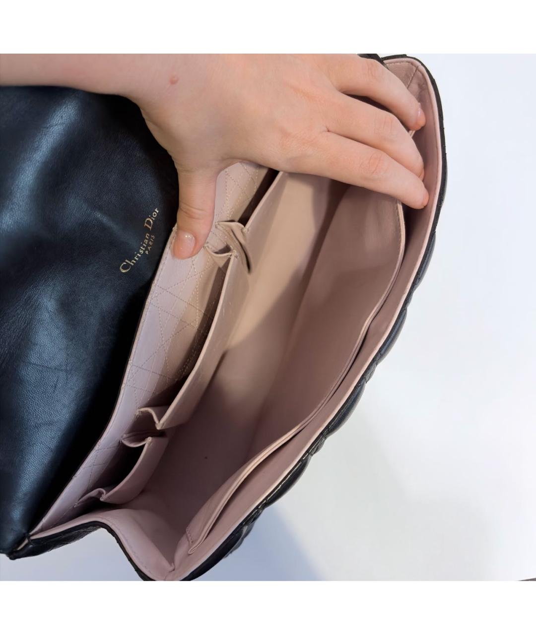 CHRISTIAN DIOR Черная кожаная сумка с короткими ручками, фото 6