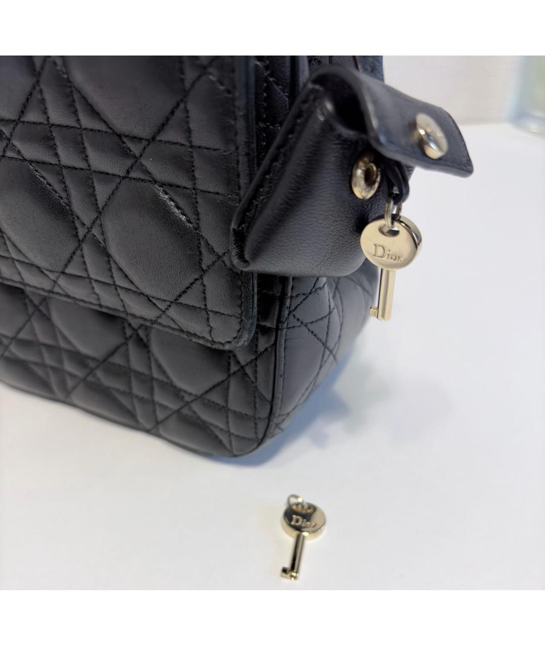 CHRISTIAN DIOR Черная кожаная сумка с короткими ручками, фото 5