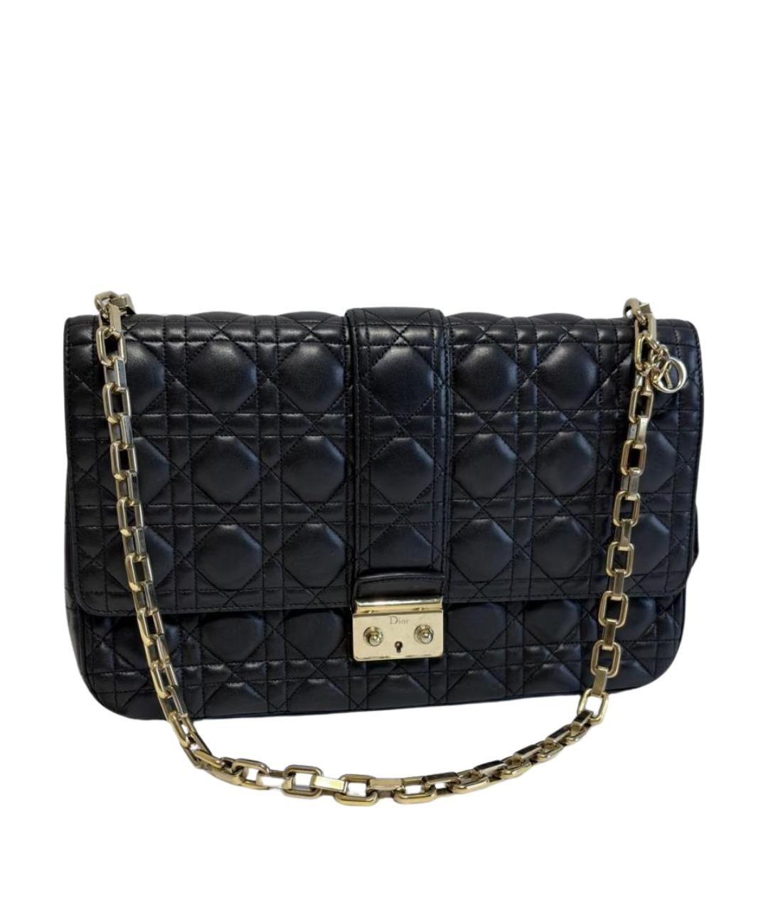 CHRISTIAN DIOR Черная кожаная сумка с короткими ручками, фото 1