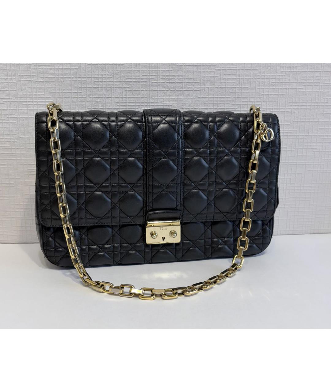 CHRISTIAN DIOR Черная кожаная сумка с короткими ручками, фото 9
