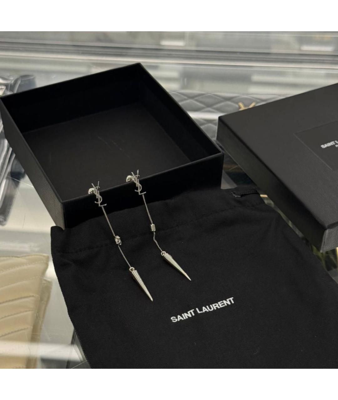 SAINT LAURENT Серебряные металлические серьги, фото 2