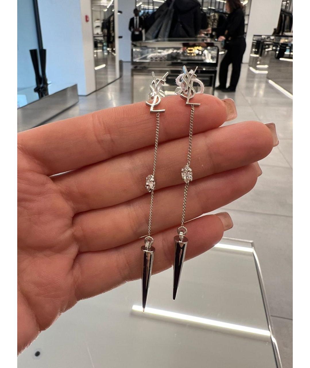 SAINT LAURENT Серебряные металлические серьги, фото 3