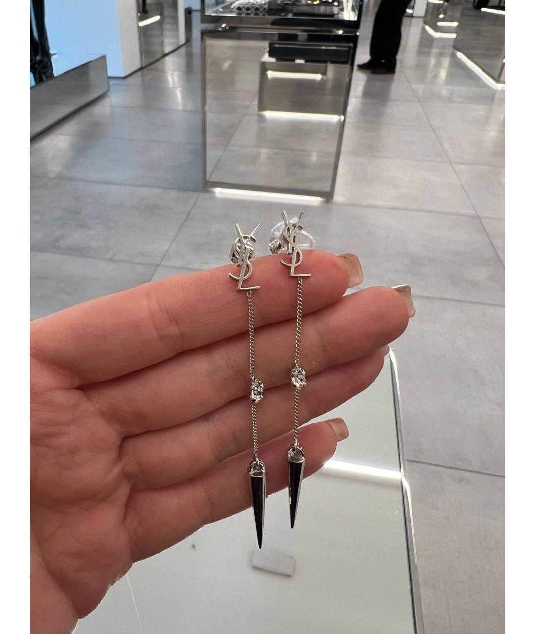 SAINT LAURENT Серебряные металлические серьги, фото 4