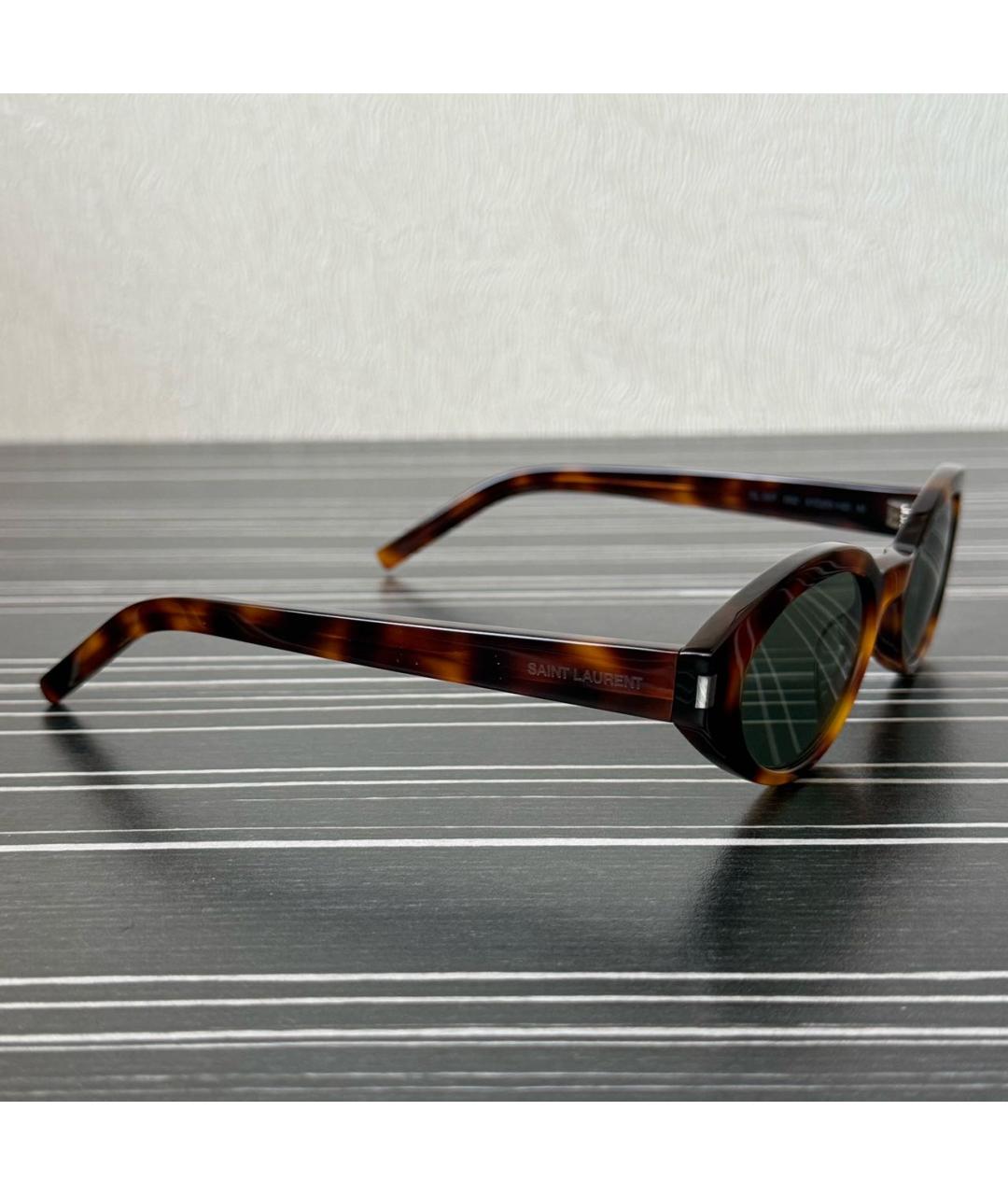 SAINT LAURENT Коричневые пластиковые солнцезащитные очки, фото 2