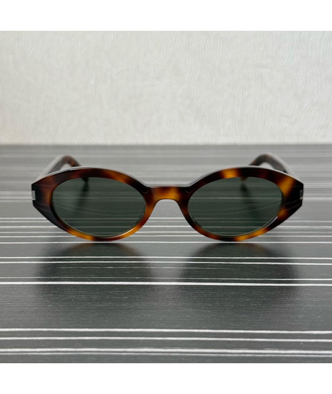 SAINT LAURENT Коричневые пластиковые солнцезащитные очки, фото 5