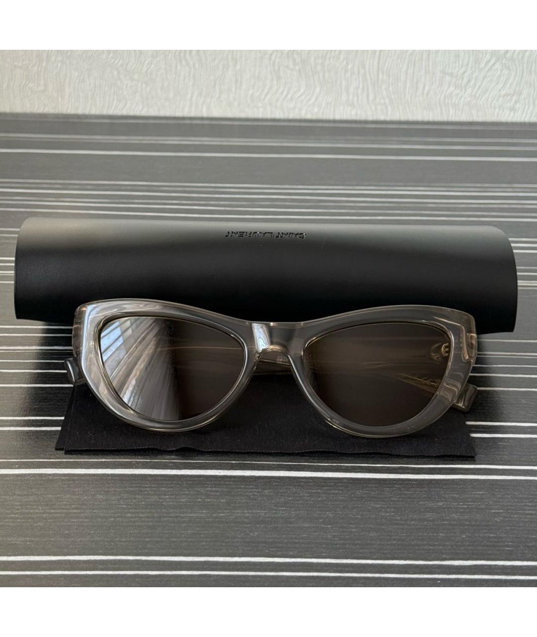 SAINT LAURENT Серые пластиковые солнцезащитные очки, фото 4
