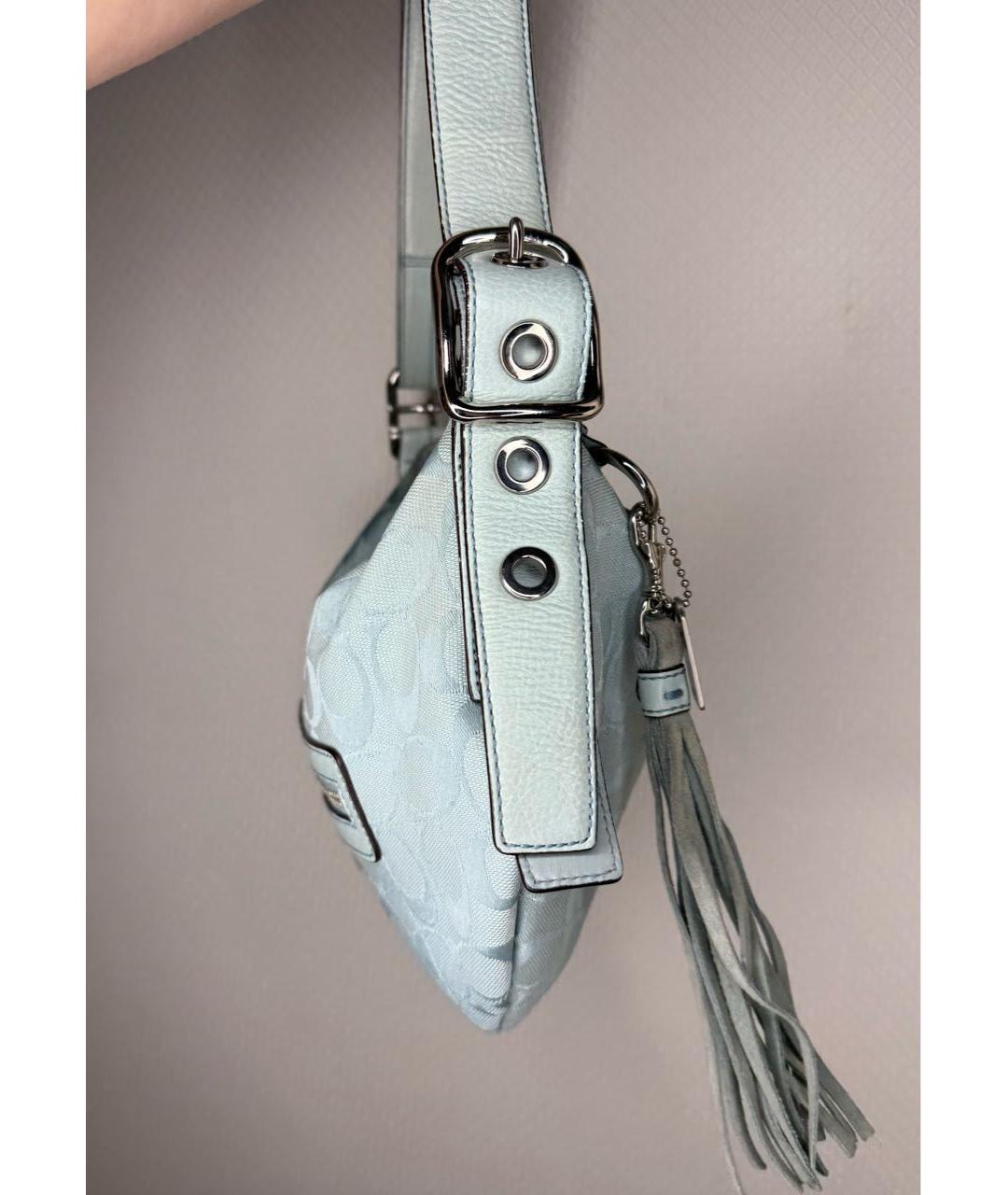 COACH Голубая тканевая сумка через плечо, фото 3