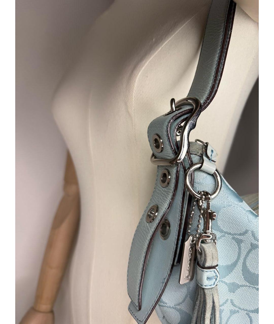 COACH Голубая тканевая сумка через плечо, фото 6