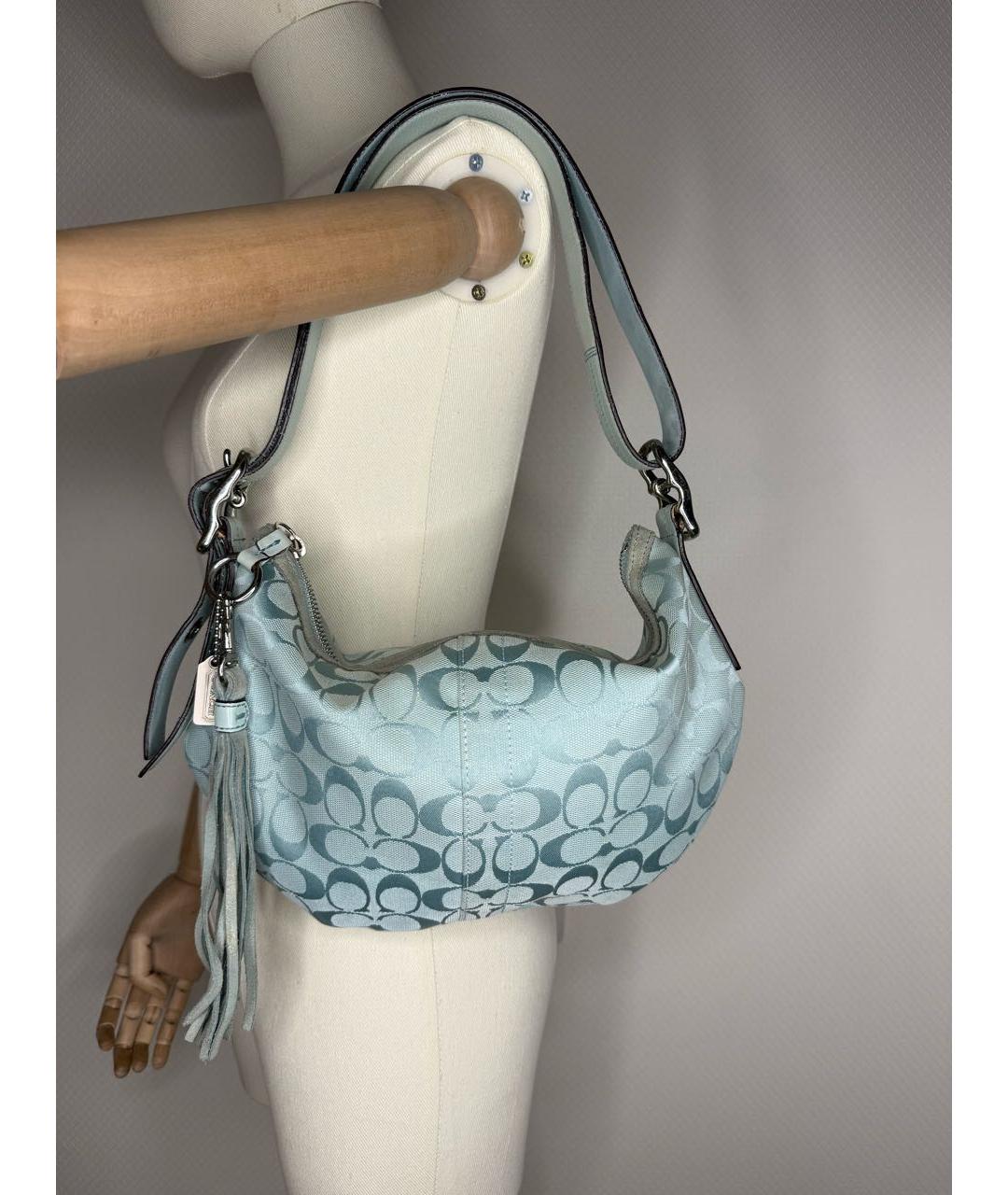 COACH Голубая тканевая сумка через плечо, фото 9