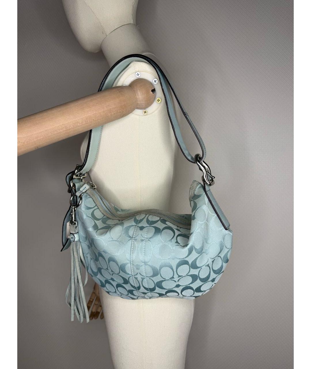 COACH Голубая тканевая сумка через плечо, фото 5