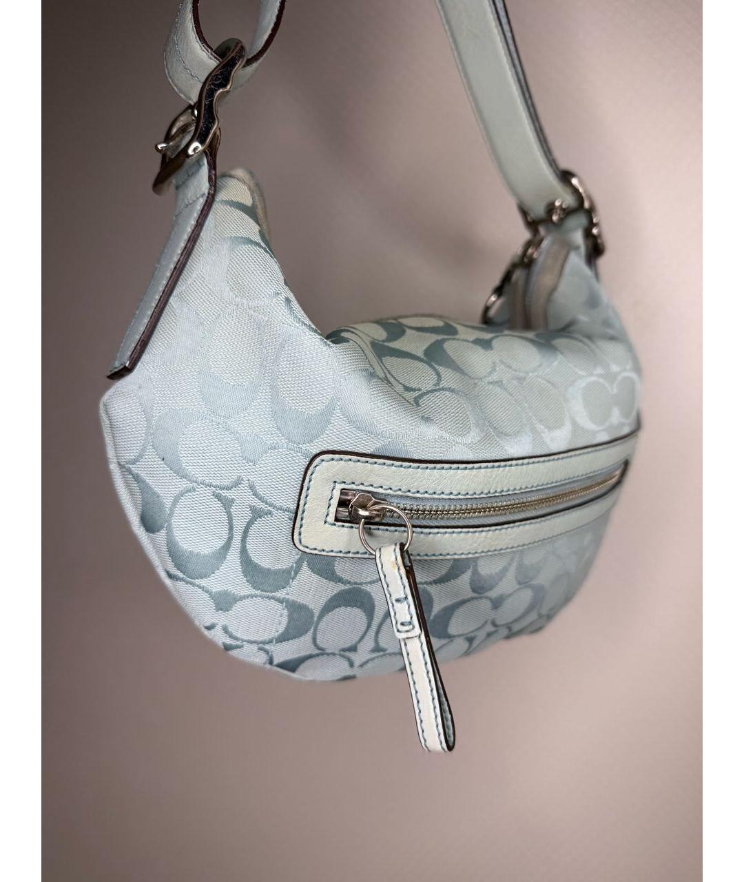 COACH Голубая тканевая сумка через плечо, фото 2