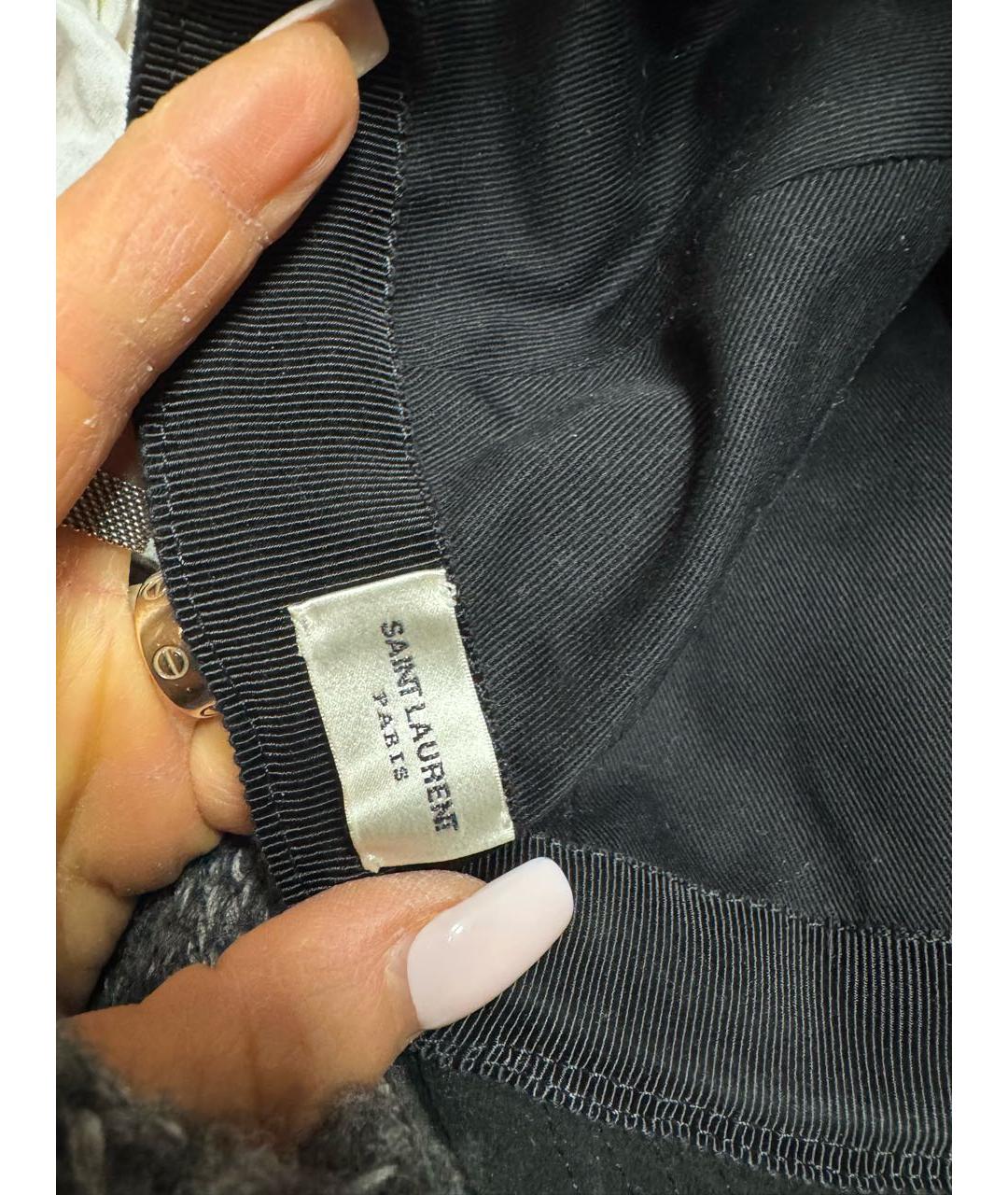 SAINT LAURENT Черная кожаная кепка, фото 3