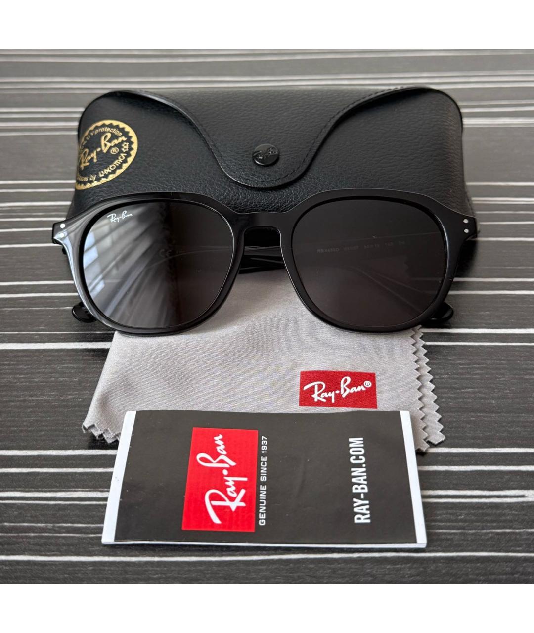 RAY BAN Черные пластиковые солнцезащитные очки, фото 4