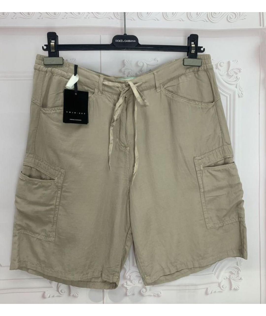 TWIN-SET Бежевые шелковые шорты, фото 5