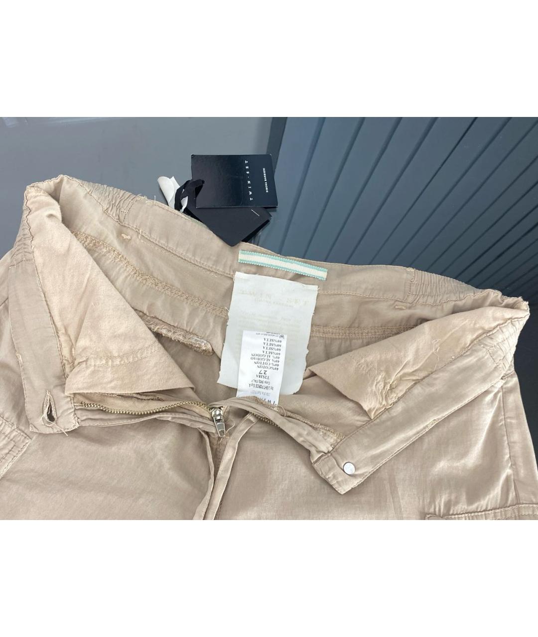 TWIN-SET Бежевые шелковые шорты, фото 3