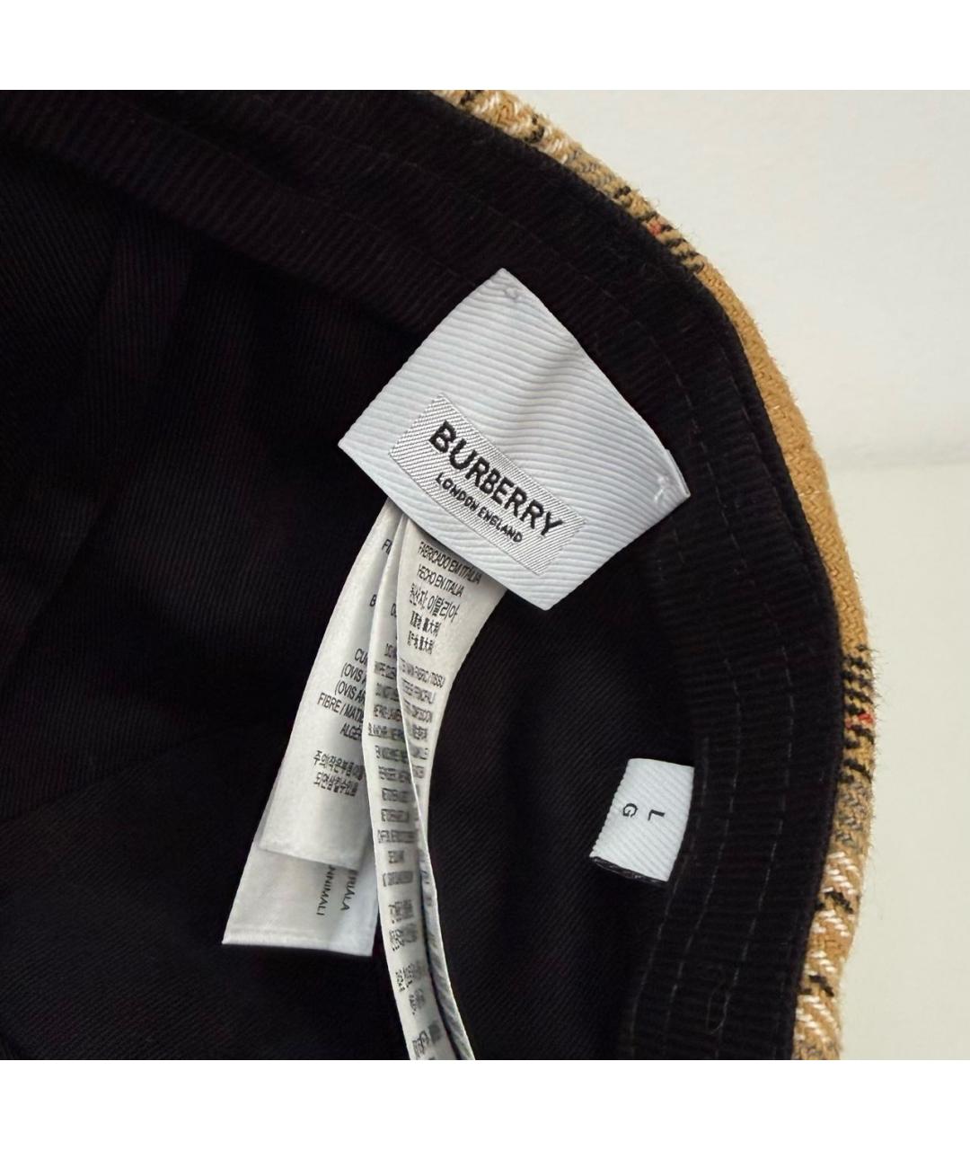 BURBERRY Бежевая хлопковая кепка, фото 5