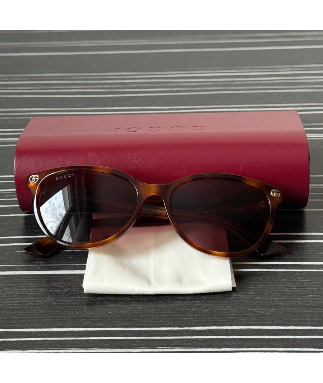 GUCCI Коричневые пластиковые солнцезащитные очки, фото 4