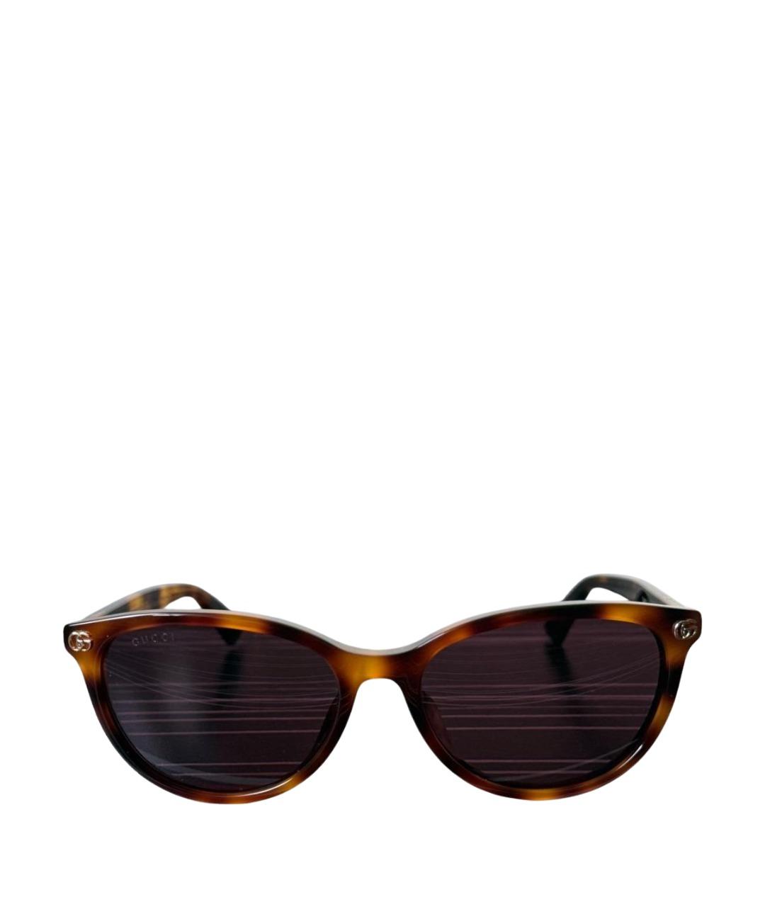 GUCCI Коричневые пластиковые солнцезащитные очки, фото 1
