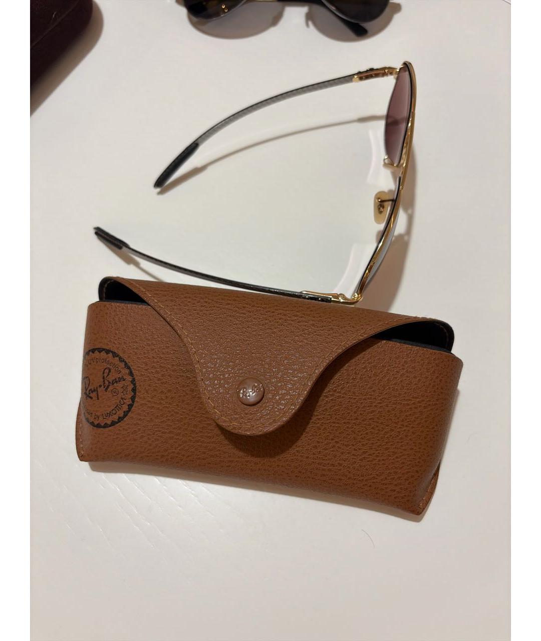 RAY BAN Золотые металлические солнцезащитные очки, фото 4