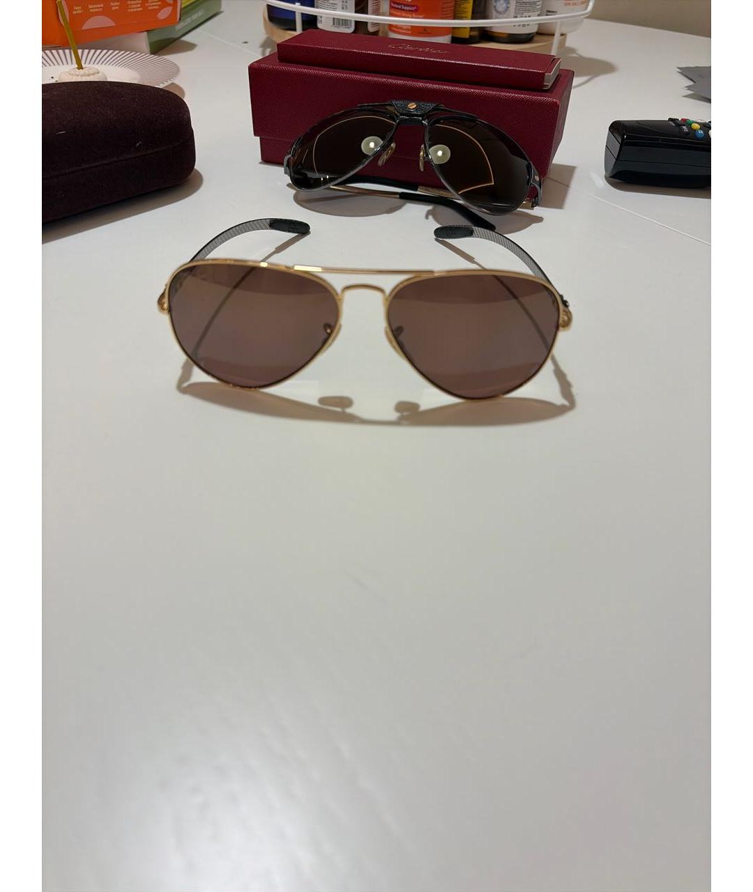 RAY BAN Золотые металлические солнцезащитные очки, фото 6