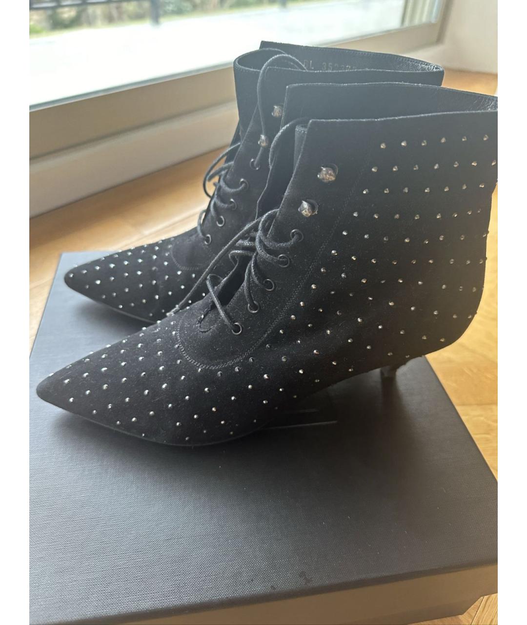 SAINT LAURENT Черные замшевые ботильоны, фото 5