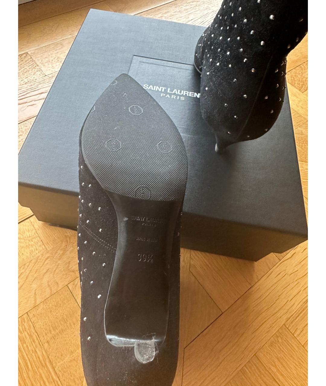 SAINT LAURENT Черные замшевые ботильоны, фото 4