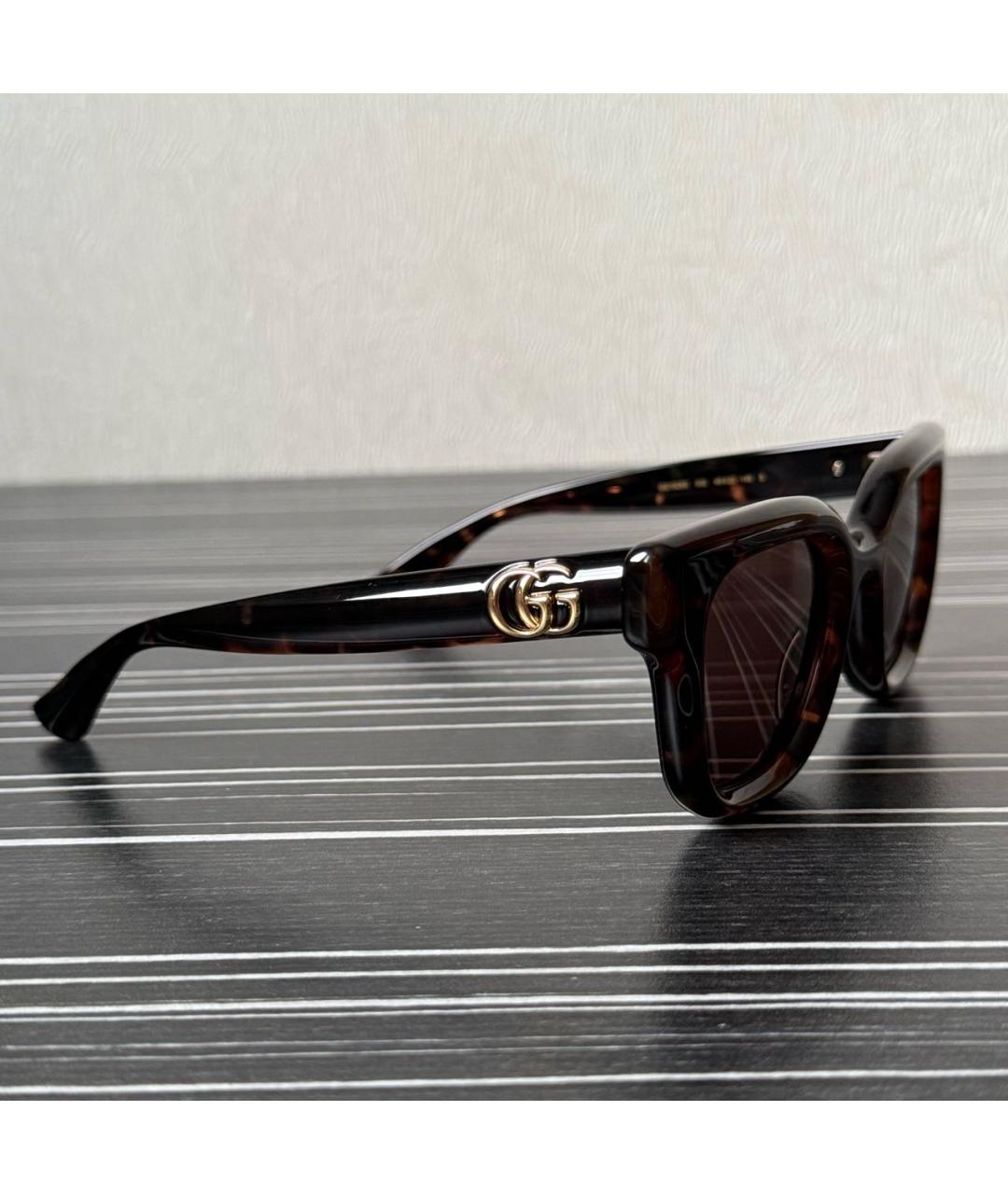 GUCCI Коричневые пластиковые солнцезащитные очки, фото 2