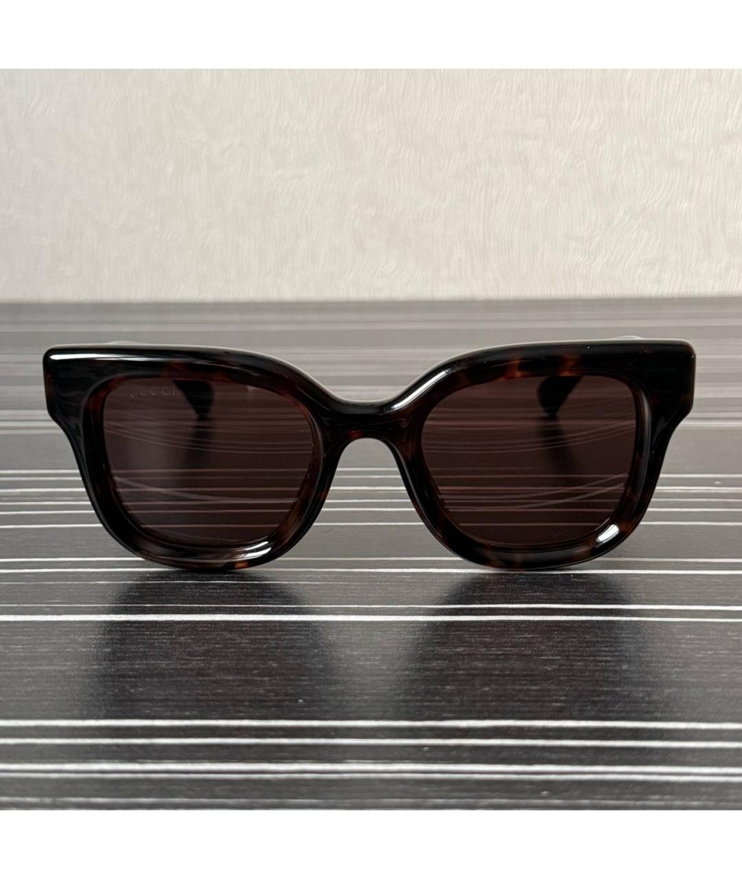 GUCCI Коричневые пластиковые солнцезащитные очки, фото 5
