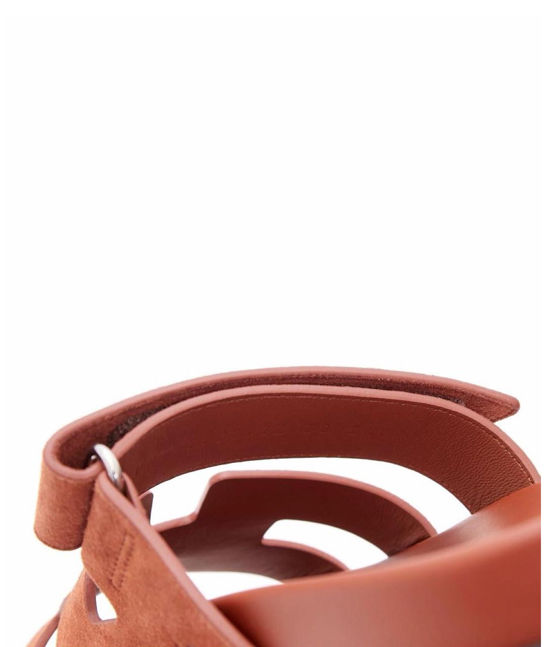 HERMES Оранжевое замшевые шлепанцы, фото 8