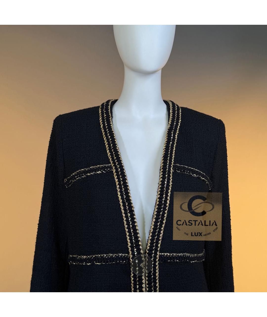 CHANEL Черный твидовый жакет/пиджак, фото 6