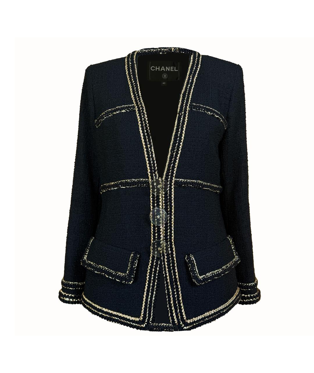 CHANEL Черный твидовый жакет/пиджак, фото 1