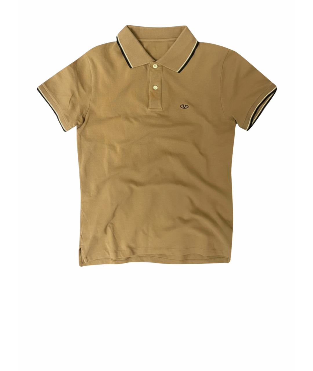VALENTINO Бежевое хлопковое поло с коротким рукавом, фото 1