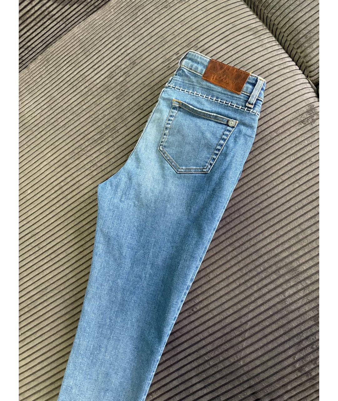 ERMANNO SCERVINO Голубые хлопковые джинсы слим, фото 3