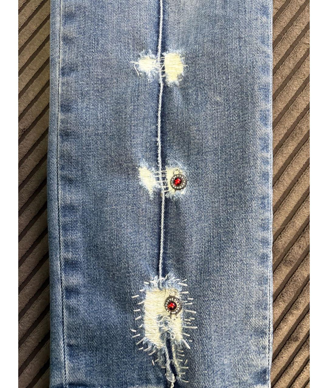 ERMANNO SCERVINO Голубые хлопковые джинсы слим, фото 5
