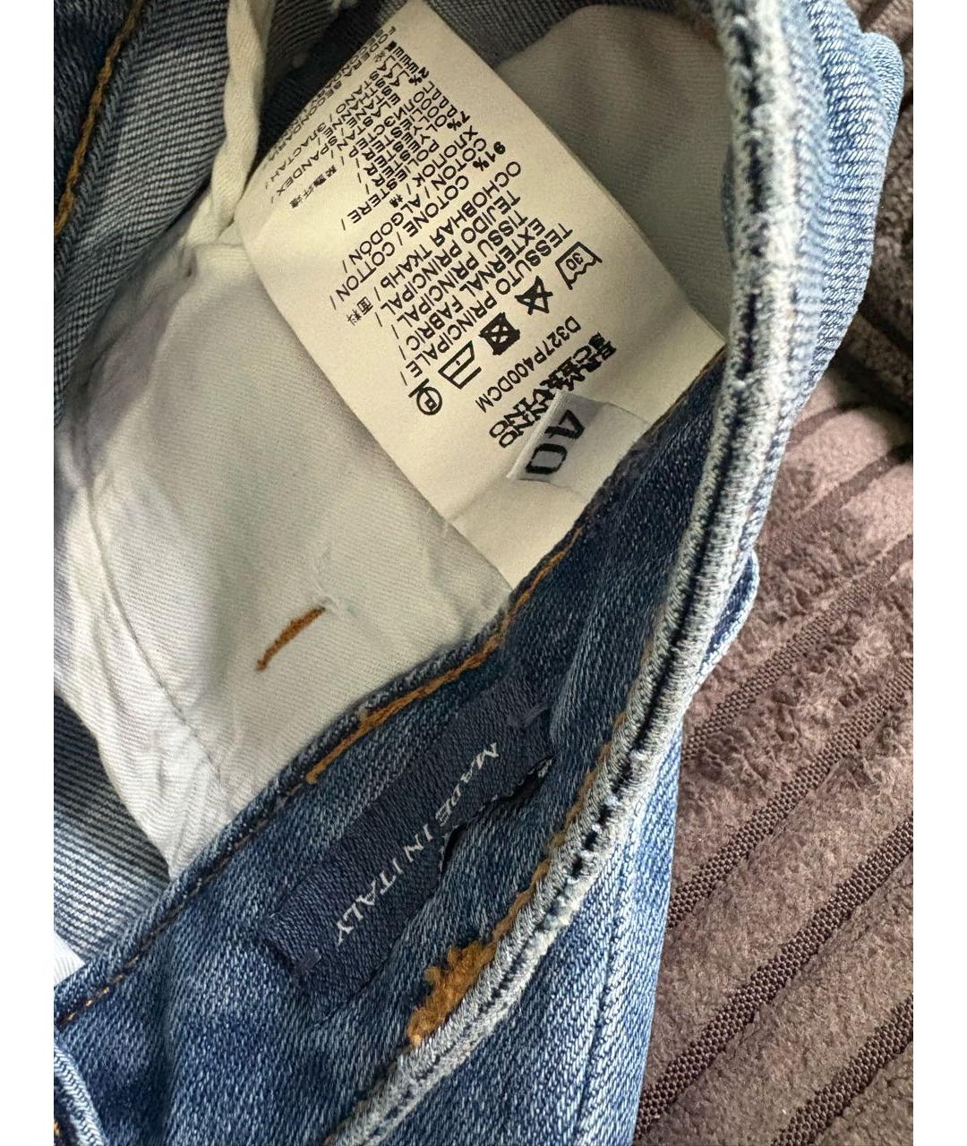 ERMANNO SCERVINO Голубые хлопковые джинсы слим, фото 4